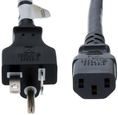 Heavy Duty AC Power Cord, 15A/250V, 14 AWG, 6-20P to C13, (NEMA 6-20P to IEC-60320-C13), Black, Lifetime Wty (3 ft)