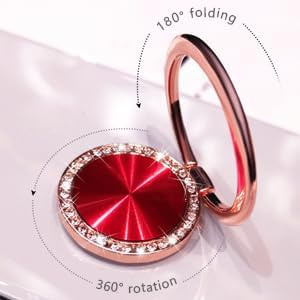 Glitter Bling Diamond Cell Phone Ring Holder, Dark Green, Compatible with Most Phones, Tablets, and Cases