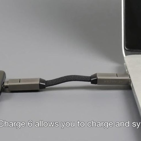 Rolling Square inCharge 6 - Keychain USB C Charger Cable, 6 in 1 Universal Cable Charger