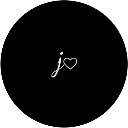 White Initial Letter J Heart Minimalist Black PopSockets Standard Grip