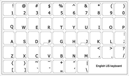 4Keyboard English US Clear Transparent Background Keyboard Stickers with Black Lettering