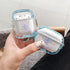UnnFiko Bling Quicksand Case for AirPods 1 & 2 - Cute Sparkle Liquid Protective Case with Keychain (Blue)