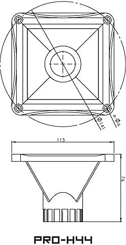 DS18 PRO-H44/BK Waveguide Horn Universal Square Driver Tweeter, Easy Twist On/Off Installation, Set of 1 Black
