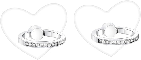 VRIINGTA Cell Phone Finger Ring Holder,2pcs Transparent Heart Shape Ring Grip Stand with