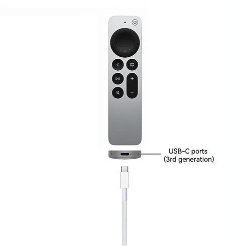 Woven USB to USB C Cable for Apple TV 4K Siri Remote 3rd Generation, Durable USB-C to USB Charging Cable for CarPlay, AirPods Pro (2nd Generation), iPhone 15 Pro, 3.3FT USB Charger Cord Wire - White