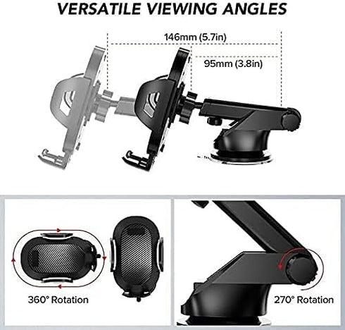 LEEMASING 360 Universal Phone Holder Adjustable Windshield Dashboard Sticky Pad Stand Car Mount Strong Suction