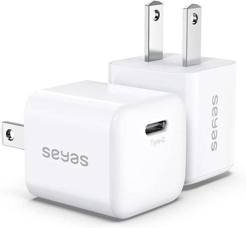 USB C Wall Charger, Seyas 20W Mini Fast Charger Type C Compatible with iPhone/iPad/Airpods/Pixel/Galaxy, 2-Pack