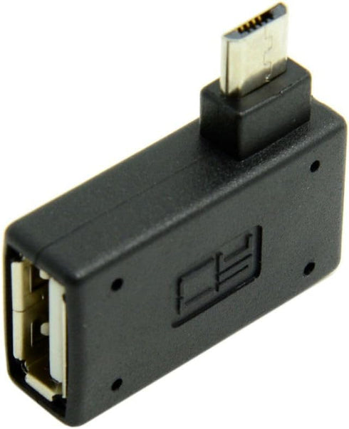 chenyang Micro USB OTG Power Adapter, 2 in 1 Micro USB Male to USB 2.0 Female, 90 Degree Right Angled Connector