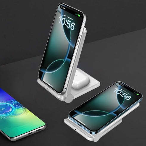 2 in 1 Wireless Charger - Foldable 20W Fast Wireless Charging Stand Compatible with iPhone 16/16