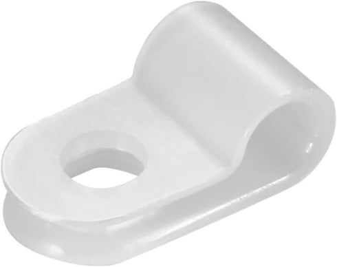 200 Pcs White Nylon R-Type Cable Clamps 3/16" Plastic Wire Clips Fasteners for Wire Management