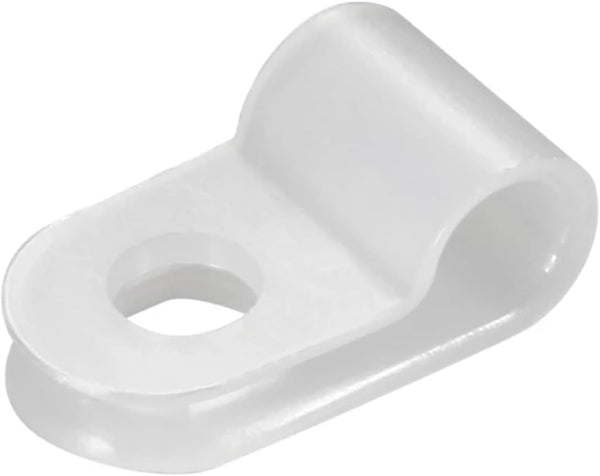 200 Pcs White Nylon R-Type Cable Clamps 3/16" Plastic Wire Clips Fasteners for Wire Management