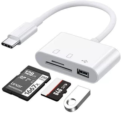 BUBUCAM 3-in-1 USB C SD Card Reader, USB C to Micro SD TF Memory Card Reader, USB Camera Card Reader Adapter