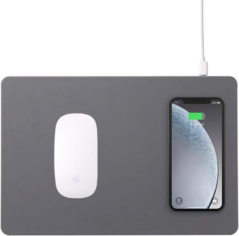 POUT H3 Portable Qi Wireless Charging Mouse Pad Mat for Laptops, Charges with iPhone, Airpod, Samsung Galaxy (Dust Gray)