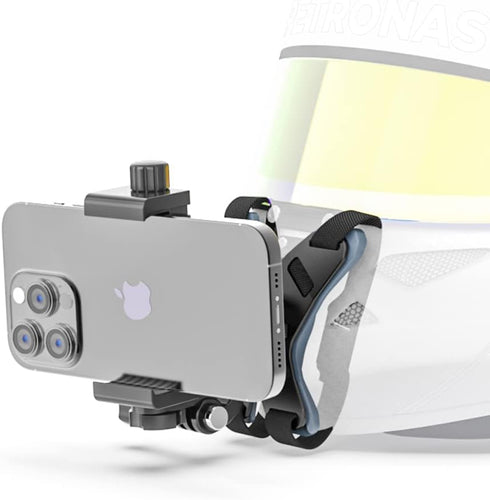 SOH Updated Motorcycle Helmet Chin Strap Mount with Phone Clip, Compatible with iPhone 15 Pro Max/14/13