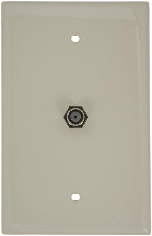 Leviton Midsize Video Wall Jack, F Connector, 40539-MT, Light Almond