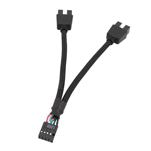 Motherboard USB 9Pin Header Cable, 9pin USB2.0 to Dual 9pin Extension Cable, Black
