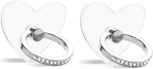 ralhaywi 2pcs Phone Ring Stand Holder with DiamondHeart Shape Transparent Phone Ring Kickstand360