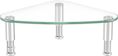 Hemudu Clear Glass Computer Monitor Riser / Triangle Desktop Universal Corner Stand