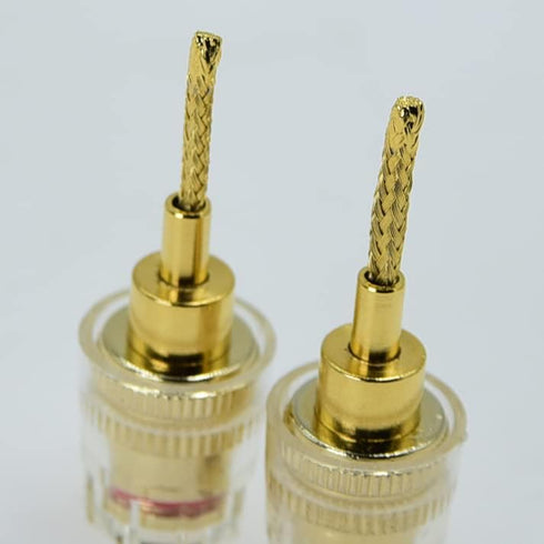 2-Pack Gold Plated 24K 4mm Female to 2mm Pin Banana Adapter for Speaker Terminals