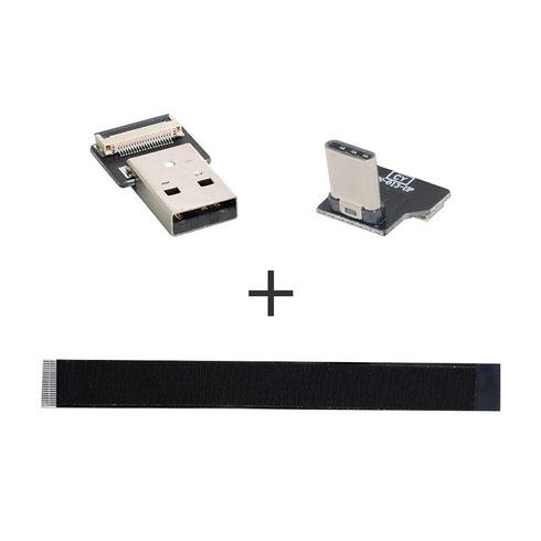 xiwai 2.0M USB 2.0 Type-A Male to USB-C Type-C Male Data Flat Slim FPC Cable for FPV, Disk & Phone