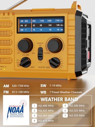 Raynic Weather Radio, 5000mAh NOAA Emergency Radio, Solar Hand Crank with Flashlight and SOS Siren