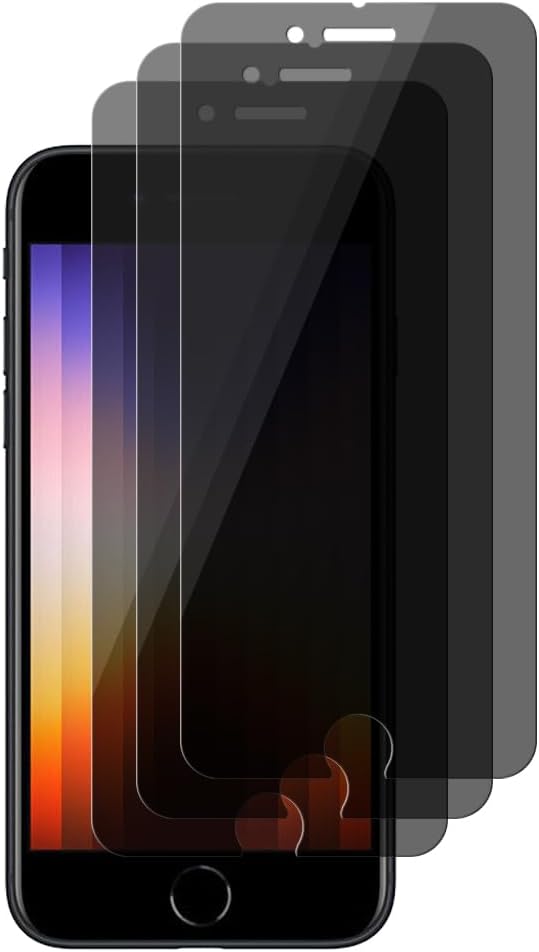 3 Pack Anti-Spy Tempered Glass Privacy Screen Protector for iPhone SE 2022/2020, iPhone 8, iPhone 7 (4.7")