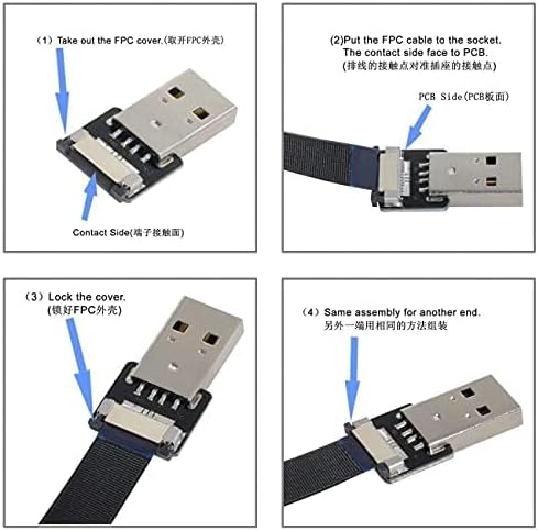 Cablecc Up Angled USB 2.0 Type-A Male to Micro USB 5Pin Cable - 200cm for FPV & Disk & Phone