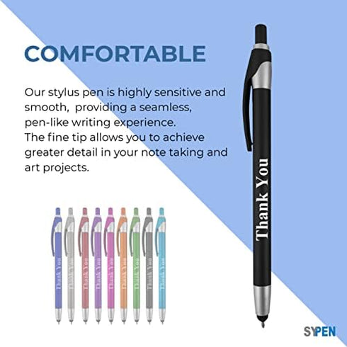 Thank You Greeting Gift Stylus Pens - 2 in 1 Combo for Touchscreen Devices, 5 Pack for Employee Appreciation
