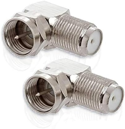 F-Type Right Angle Adapter 90° Female F to Male F Connector (2 Pack)