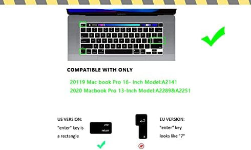 HRH Logic Pro X Shortcuts Hotkey Silicone Keyboard Cover for MacBook Pro 13 inch 2020 and 16" 2019 Models