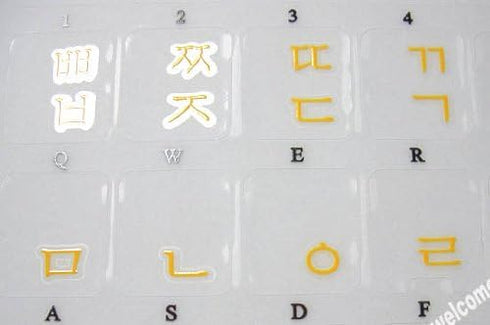Korean Transparent Keyboard Stickers with Yellow Lettering for PC Computer Laptops Desktop Keyboards