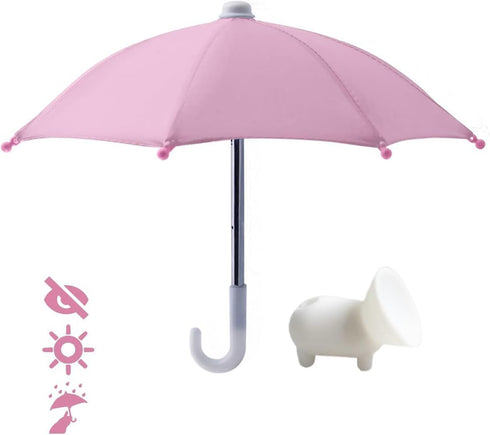 Phone Umbrella for Sun Shade, Suction Cup Stand, Outdoor Anti-Glare Cell Phone Holder, Car Navigation Umbrella (Pink)