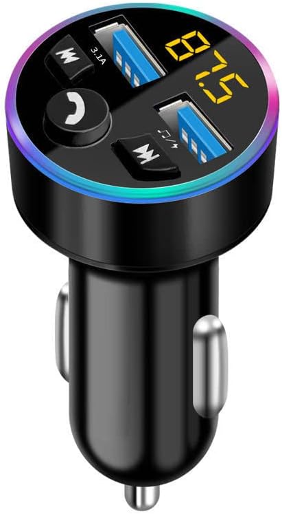 FM Transmitter - Bluetooth 5.0 Car Radio Audio Adapter MP3 Player with Dual USB Charger for Phones and Tablets