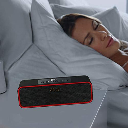 Portable Bluetooth Speaker with 10W Acoustic Driver, LED Display, FM Radio, Alarm Clock, Handsfree Speakerphone, for