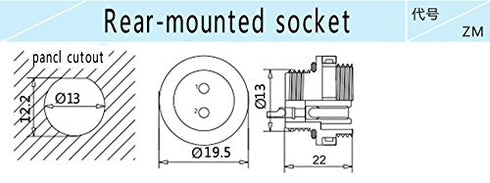 2Pin Aviation Connector Plug and Socket, Waterproof Power Connector, Panel Mount 13mm, IP67