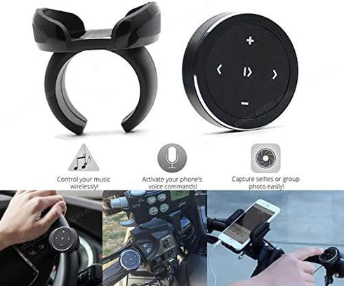 Wireless Bluetooth Media Button Remote Selfie Control for Car Motorcycle Steering Wheel Music for iPhone or Android
