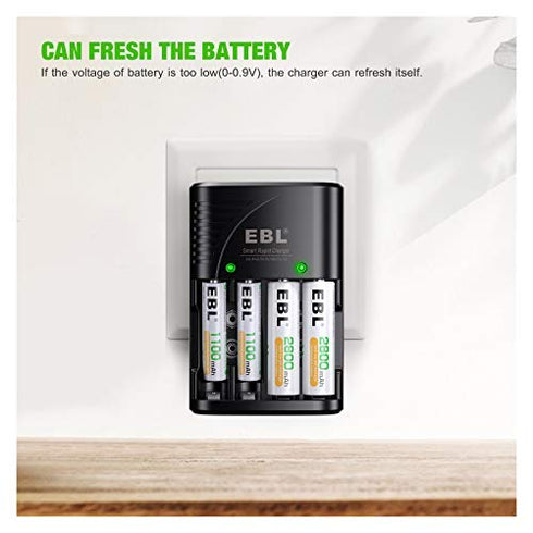 EBL Smart Rapid Charger for AA AAA 9V Rechargeable Batteries, Ni-MH Ni-CD Compatible