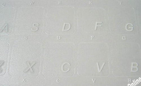 Spanish Latin American Keyboard Stickers, Transparent Background, White Lettering for Laptops