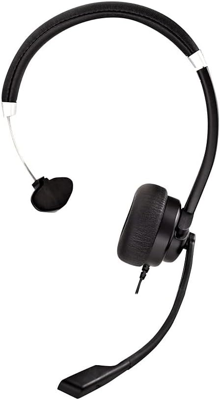 V7 Deluxe Mono Headset, USB with Boom Mic, Adjustable Headband for PC, Mac, Laptop Computer, Chromebook (Black)