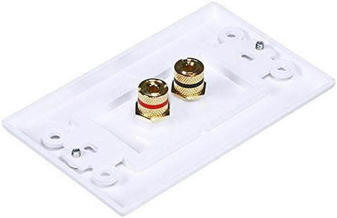iMBAPrice Premium 2 Connector Banana Wall Plate, 5 Pack for Speakers, White