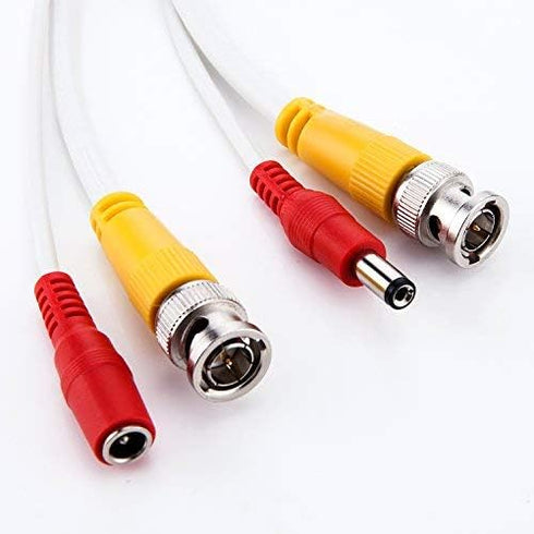 Pre-Made All-in-One Siamese RG59 BNC Video and Power CCTV Cable, 1X6.6ft (White)
