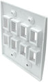 RiteAV - White Keystone Wall Plate Double Gang 8-Port (1 Piece Flush)