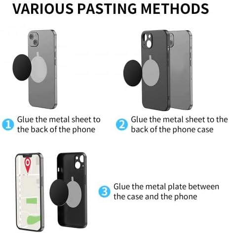 Generic 8PCS 40mm 3M Metal Plate with Adhesive, Round Black Universal Mount Metal Plates Replacement Kit, Adhesive Thin
