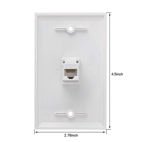 Ethernet Wall Plate, 1 Port Cat 6 RJ45 Keystone Female to Female, Compatible with Cat7/6/6e/5/5e Ethernet Devices
