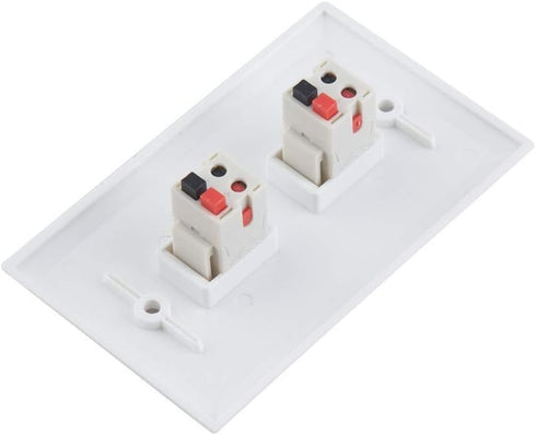 TENINYU 2 Port Speaker Jack Module Keystone Wall Plate for Home Theater - White (Single Gang, 2-Port)