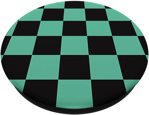 Checkered Black Green Anime Pattern PopSockets Standard PopGrip