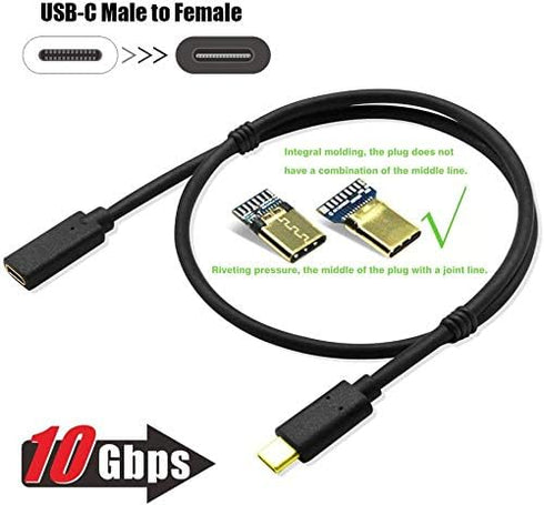 QiCheng&LYS USB C Extension Cable, Type C Male to Female - Thunderbolt 3 Extension Cable (0.3m)