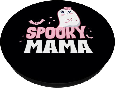 Spooky Mama Family Cute Pink White Ghost Boo Halloween PopSockets Swappable PopGrip