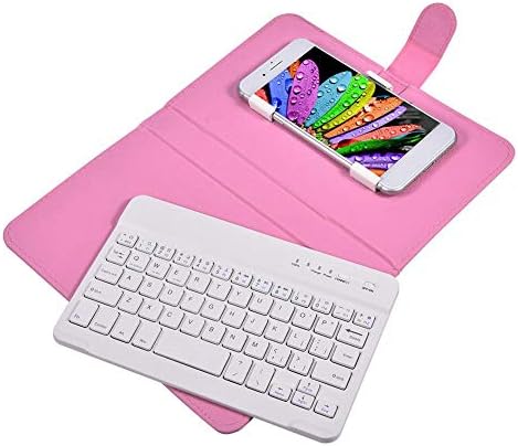 Portable Bluetooth Keyboard with Leather Case, Universal Detachable Flip Case and Stand for Smart Phones