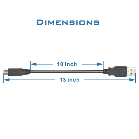 10 Inch Micro USB Charger Cable Male A to Micro B - Black for Android, Sync & Charge (0.8 Feet)